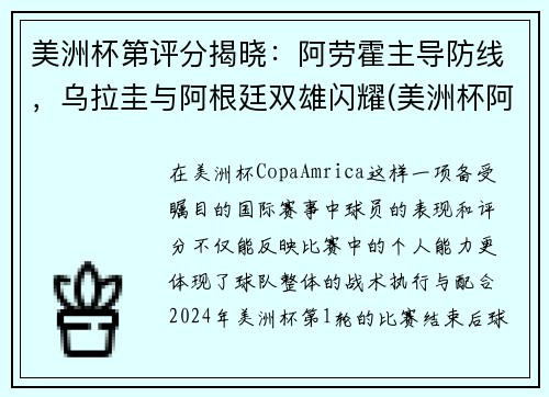 美洲杯第评分揭晓：阿劳霍主导防线，乌拉圭与阿根廷双雄闪耀(美洲杯阿根廷 乌拉圭)