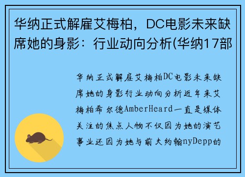 华纳正式解雇艾梅柏，DC电影未来缺席她的身影：行业动向分析(华纳17部电影)