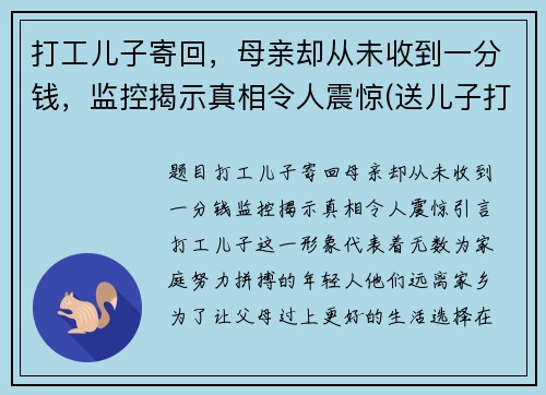 打工儿子寄回，母亲却从未收到一分钱，监控揭示真相令人震惊(送儿子打工心情说说)